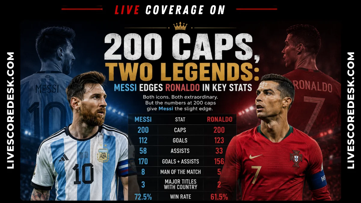 200 Caps, Two Legends: Messi Edges Ronaldo in Key Stats