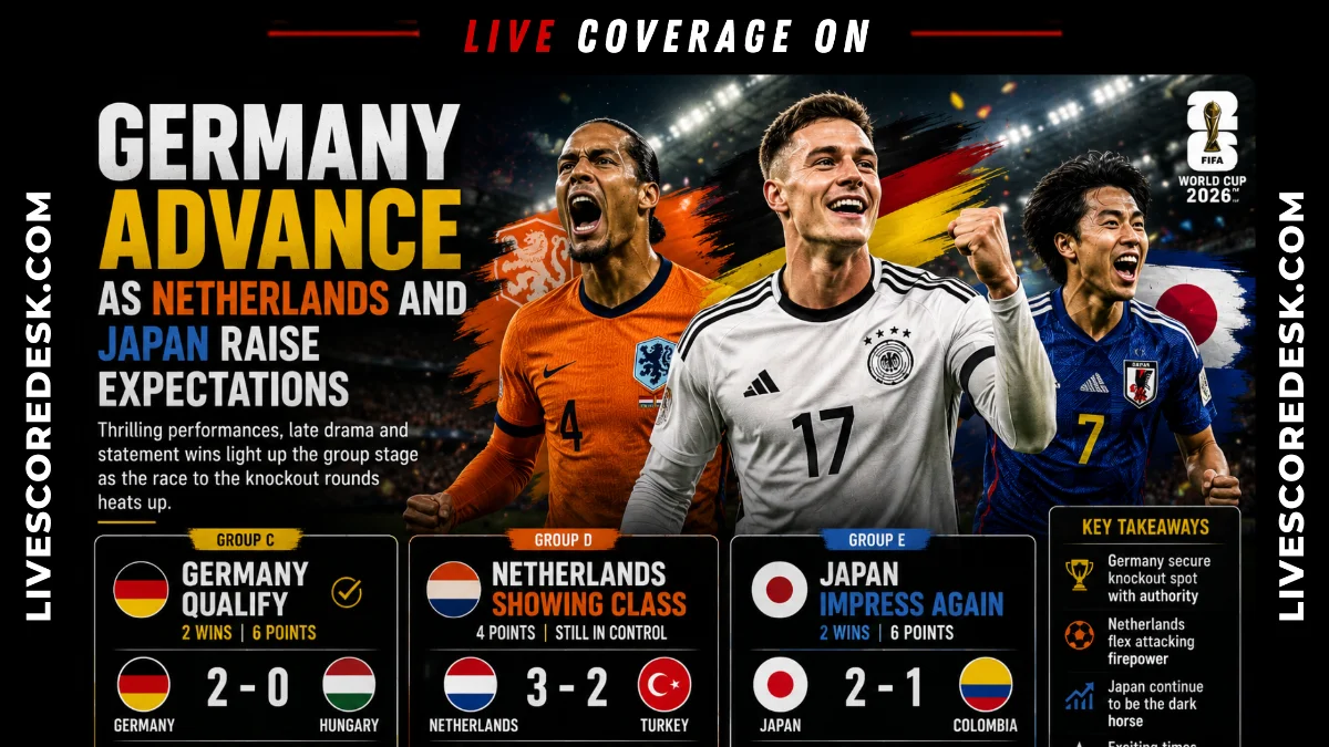 Germany Advance as Netherlands and Japan Raise Expectations