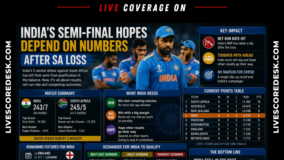 India's Semi-Final Hopes Depend on Numbers After SA Loss